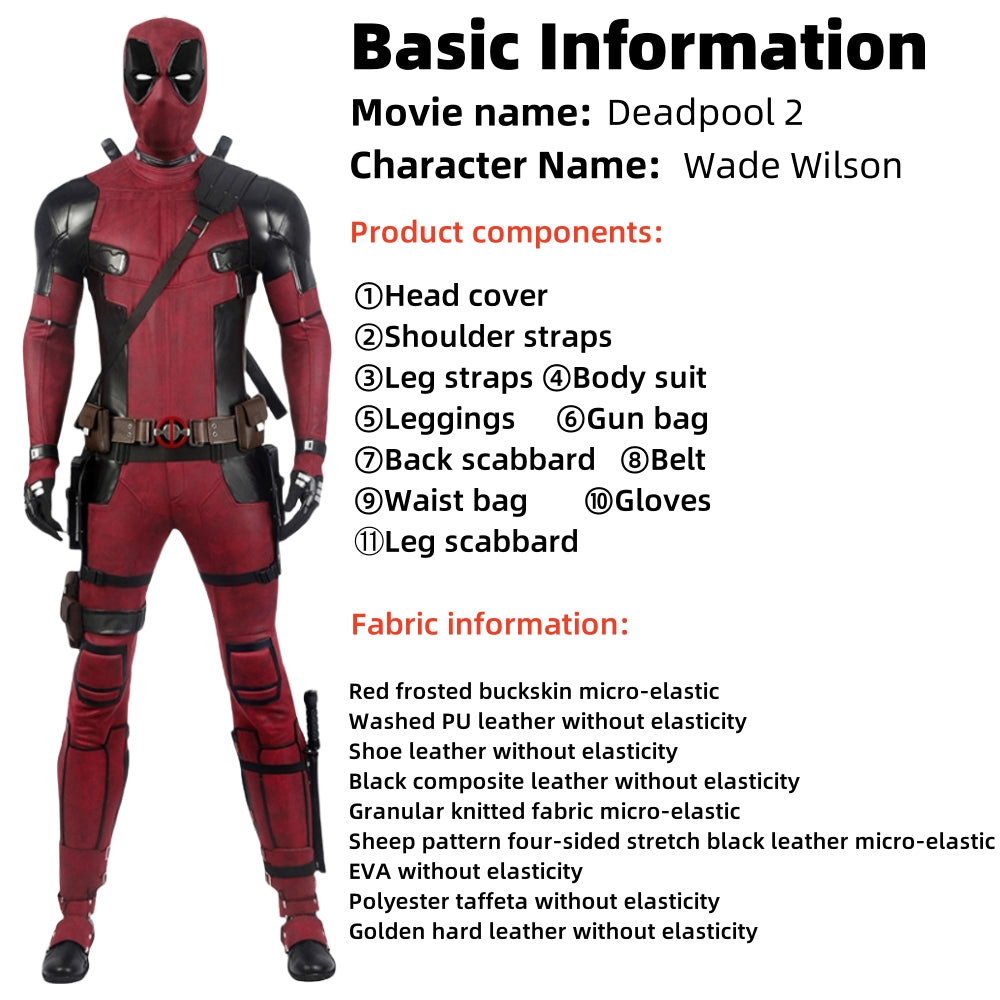 Xcoser Deadpool2 Wade Wilson Full Suit Cosplay Costume